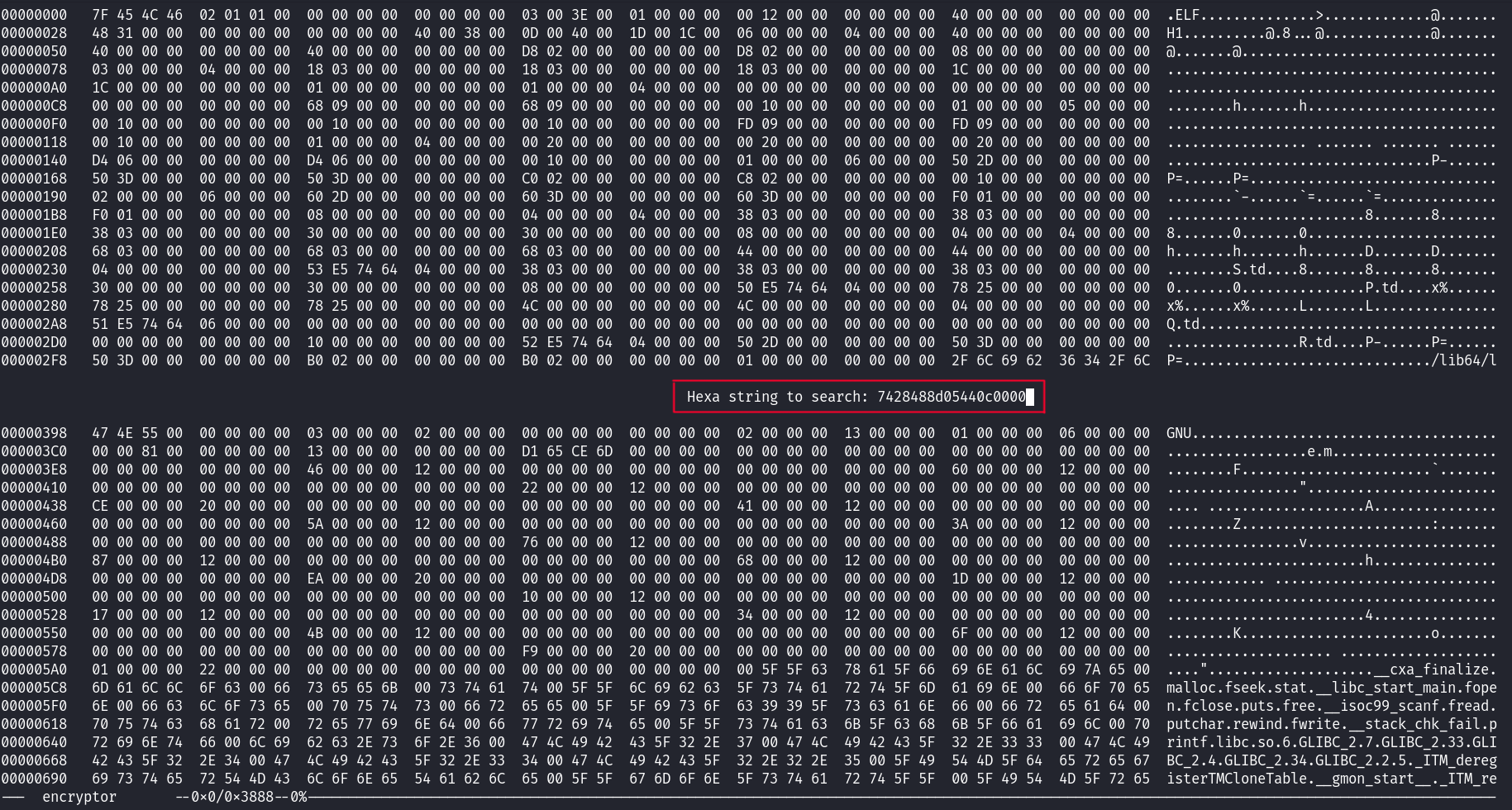 Searching for a hexstring in hexedit